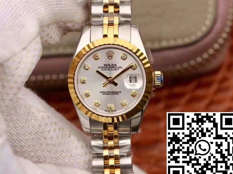 28MM 18K Datejust Rolex Gold Silver Lady Dial 1022